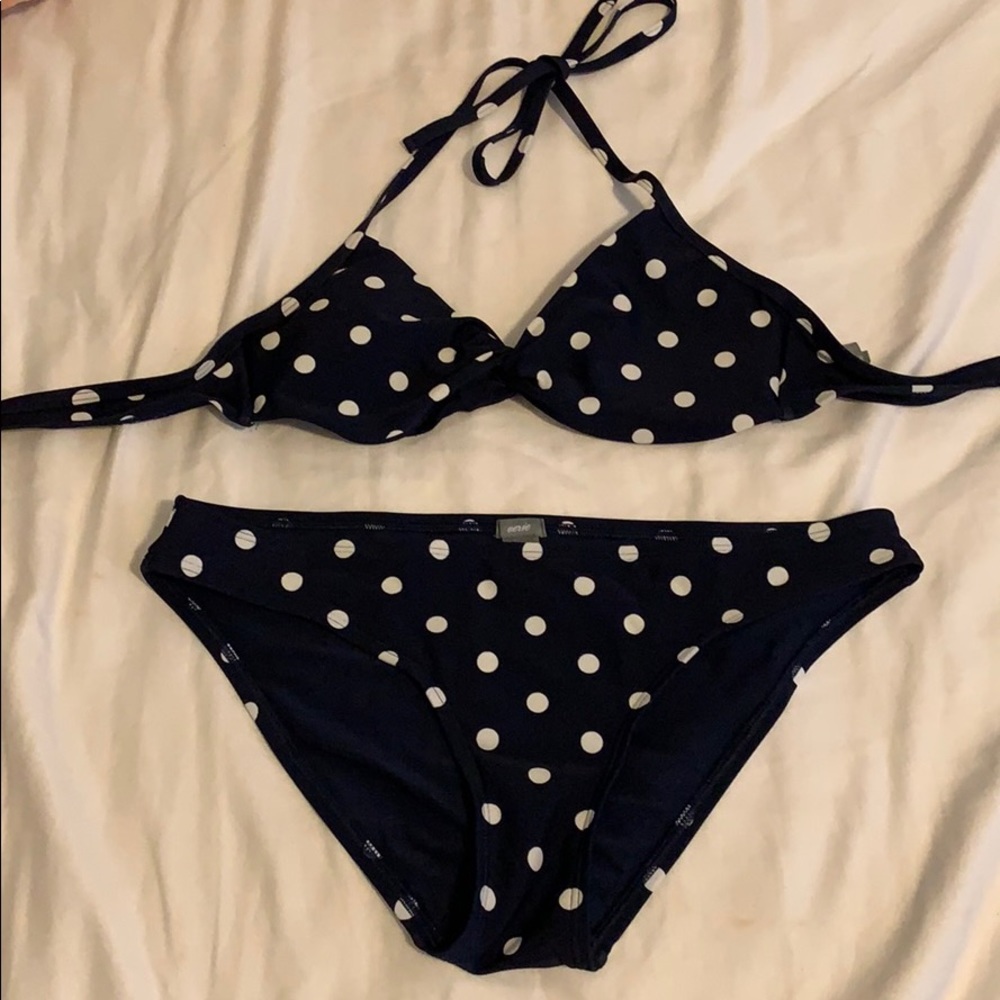 polka dot bikini top and bottom